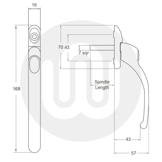 Simplefit by Fab & Fix Connoisseur Inline Non-Locking Espag Window Handle - 40mm Spindle