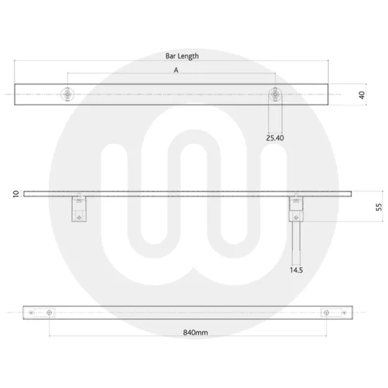 Fab & Fix Stainless Steel Flat Inline Bar Door Handle
