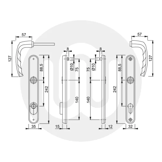 Hoppe Atlanta PAS 24 Inline Lever/Lever 92PZ/92PZ Security Door Handle - Medium Cover (242BP/215CRS)