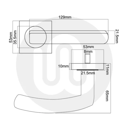 Arc Lever Handle on Rose Arc Lever Handle on Rose