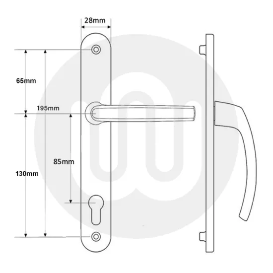 B&Q / Accado 85mm PZ Door Handle - Sprung