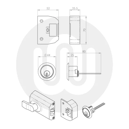 Rim Cylinder Rollerbolt Nightlatch