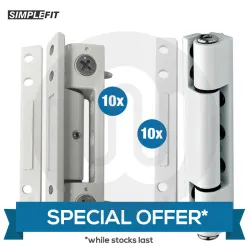 SPECIAL OFFER! 10x Simplefit Flat or Angled All-In-One Standard Butt Hinges 100mm & 10x Simplefit Flat or Angled All-In-One Standard Butt Hinges 115mm