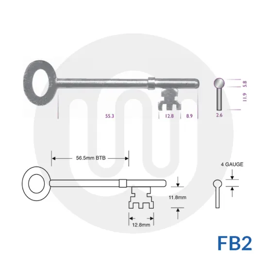 Pre-Cut FB1 / FB2 / FB4 Key To Suit Fire Brigade Locks