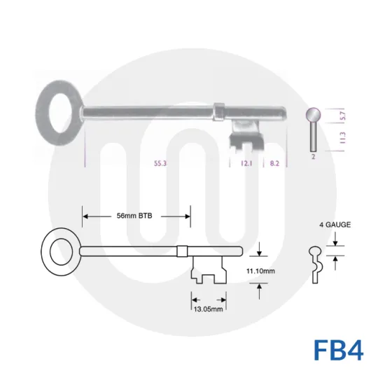 Pre-Cut FB1 / FB2 / FB4 Key To Suit Fire Brigade Locks