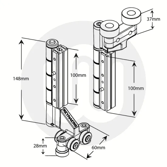 Reynaers CF68 Bi-Fold Door Roller Hinge Assemblies