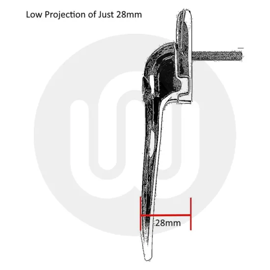 Simplefit Sleek Low Height Cranked Espagnolette Window Handle - Locking