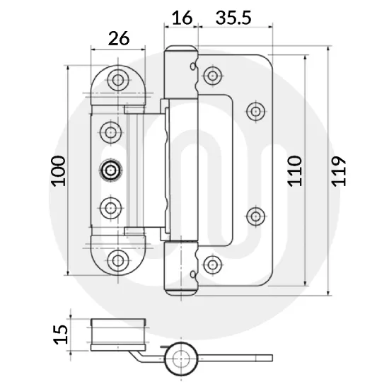 SFS intec Dynamic 2D-C Composite Door Hinge (Pack of 3)
