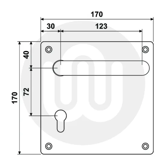 Euro Lock Set On Square Plate
