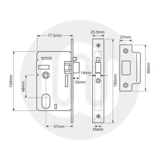 Union L2341 Oval Nightlatch Case