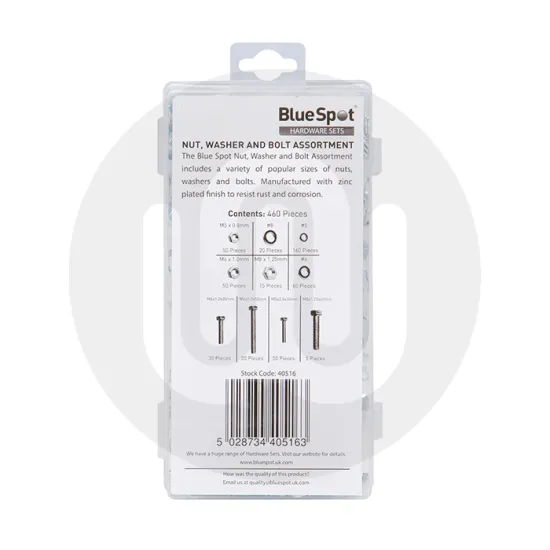 460 PCE Assorted Nut, Washer and Bolt Set 460 PCE Assorted Nut, Washer and Bolt Set