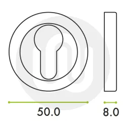 Round Euro Profile Escutcheon 50mm Diameter Black