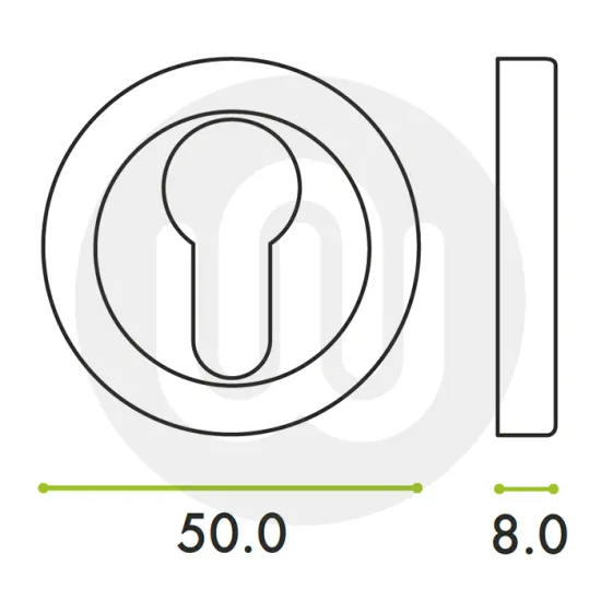 Round Euro Profile Escutcheon 50mm Diameter Black