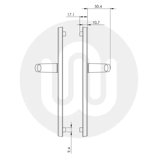 Simplefit Budget Dummy Inline Lever/Lever 92PZ/92PZ Door Handle - Medium Cover (241BP/211CRS)