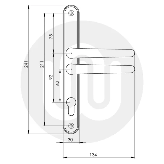 Simplefit Budget Offset Lever/Lever 92PZ/62PZ Door Handle - Medium Cover (241BP/211CRS)