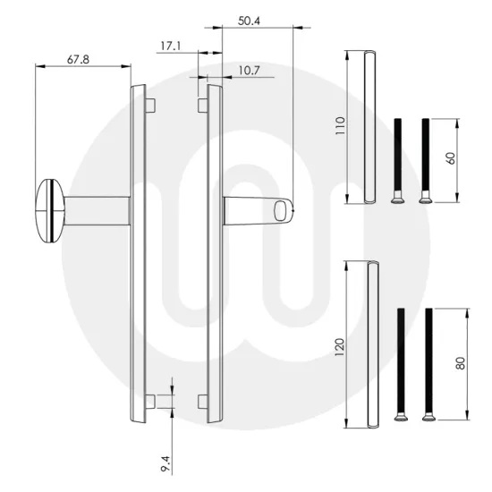 Simplefit Budget Inline Lever/Pad 92PZ/92PZ Door Handle - Medium Cover (241BP/211CRS)