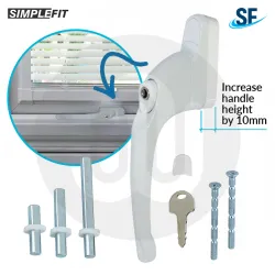 Simplefit Bagged High Height Inline Espagnolette Window Handle - Locking
