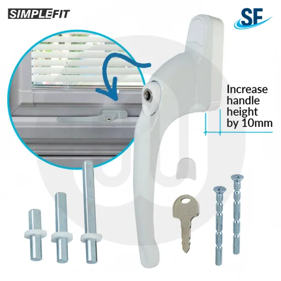 Simplefit Bagged High Height Inline Espagnolette Window Handle - Locking