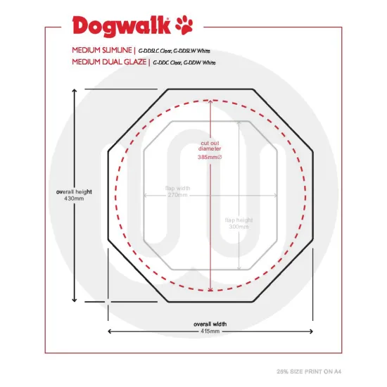 Dogwalk® by Pet-Tek International G-DDC Glass Fitting Dog Door
