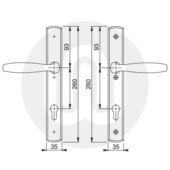 Hoppe 'Winkhaus Palladio Replacement’ Inline Lever/Lever 92PZ/92PZ Door Handle (260BP/214CRS)