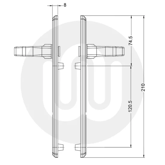 Avocet Unsprung Inline Lever/Lever 92PZ/92PZ Door Handle - Standard Cover (210BP/120.5CRS)