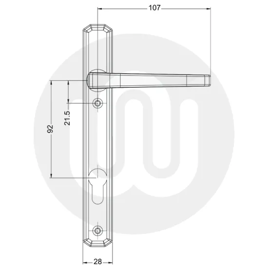 Avocet Unsprung Inline Lever/Lever 92PZ/92PZ Door Handle - Standard Cover (210BP/120.5CRS)