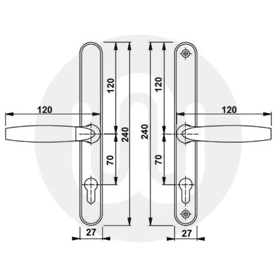 Cego / Hoppe Sprung 70mm Door Handle with an 8mm Spindle