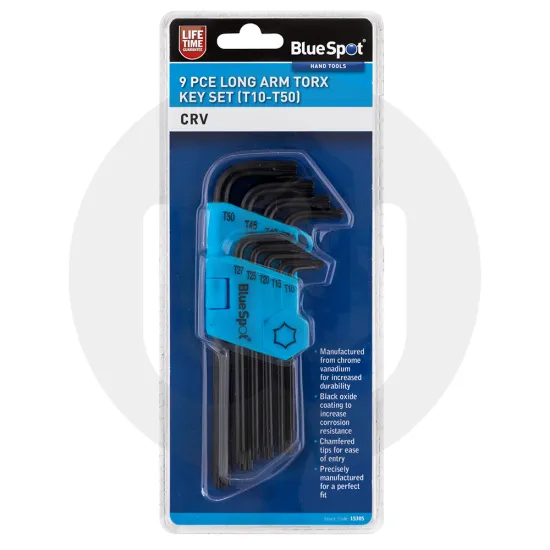 9 PCE Long Arm Torx Key Set (T10-T50)