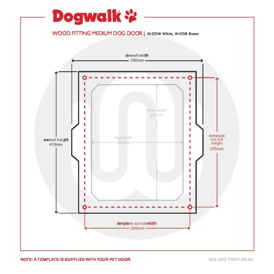 Dogwalk® by Pet-Tek International W-DDB / W-DDW Wood Fitting Dog Door