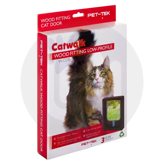 Catwalk® by Pet-Tek International W-CDB Wood Fitting Slim Line Cat Door