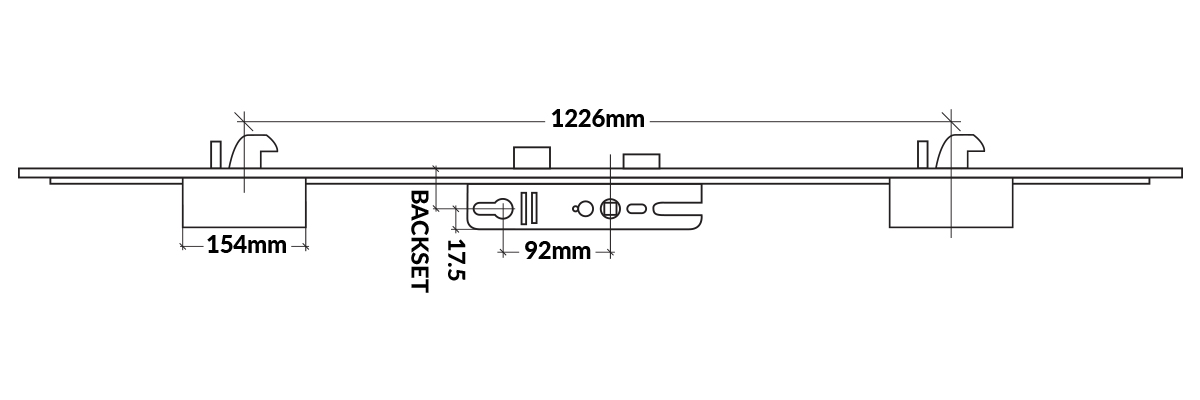 Clearspan ALUK Bifold Door Lock 28mm Backset U-Rail Long Height